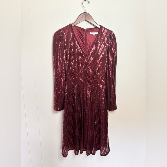 Nanette Lapore red long sleeve sequins holiday mini dress size 2 new - Picture 1 of 6